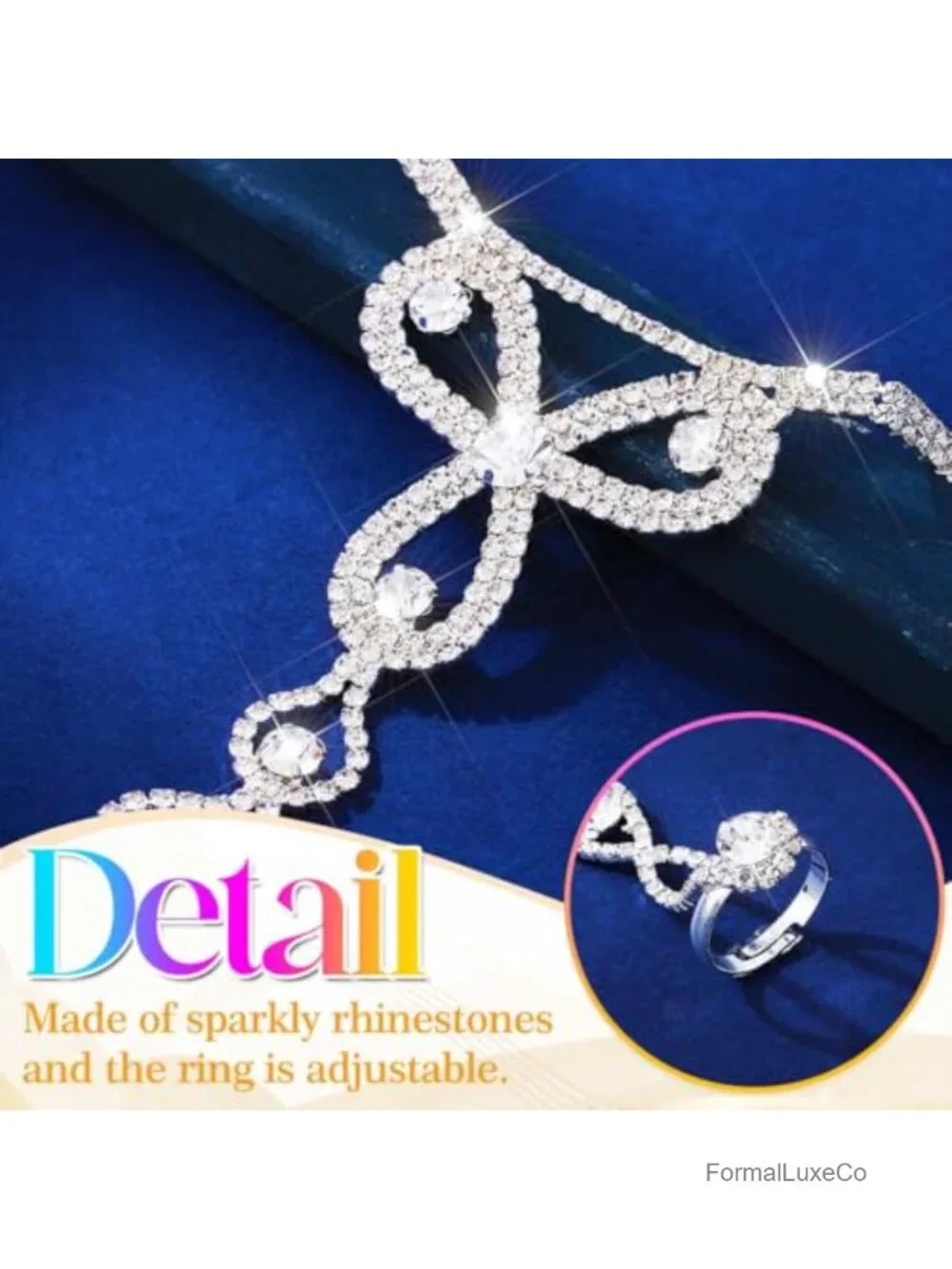 Rhinestone Fingerless Gloves Sparkle Prom Hand Jewelry Women